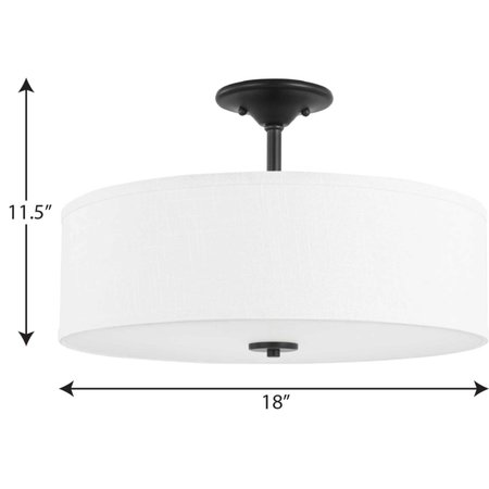 Progress Lighting Inspire Collection Graphite Three-Light 18" Semi-Flush Mount P350167-143